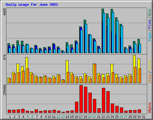 Daily usage for June 2021