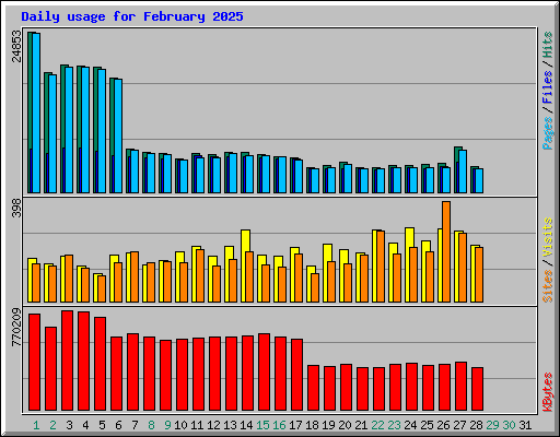 Daily usage for February 2025